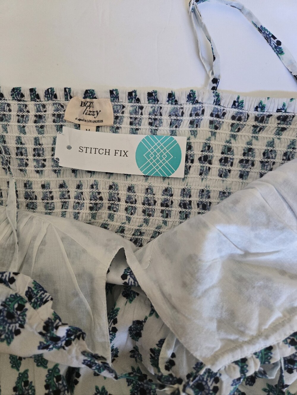 NWT, DIZZY Lizzy Blue, Green & White Printed Maxi Sundress .Size M 100% Cotton - Picture 4 of 11